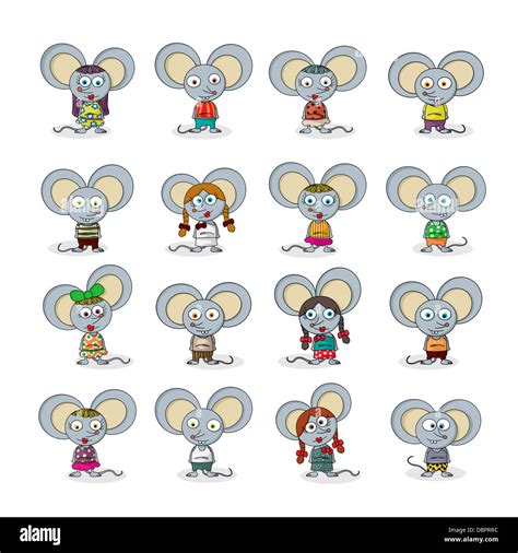 Funny mouse cartoon set against white Stock Photo - Alamy