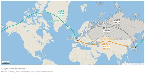 Flight routes and map projections - Datawrapper Blog