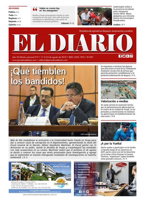 Periódico EL DIARIO Ed.919 by Periódico EL DIARIO Boyacá - Issuu