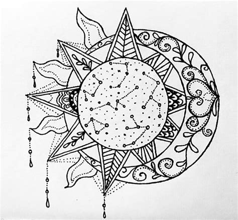 "Sun, Moon and Stars outline" Photographic Print for Sale by Delaney ...