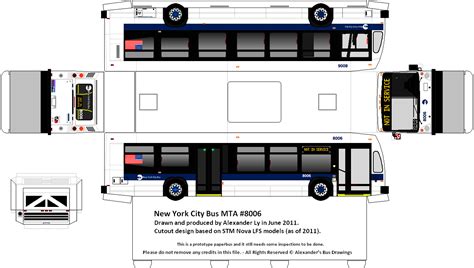 New York City Bus MTA paper bus model - Alexander's Bus Drawings ...