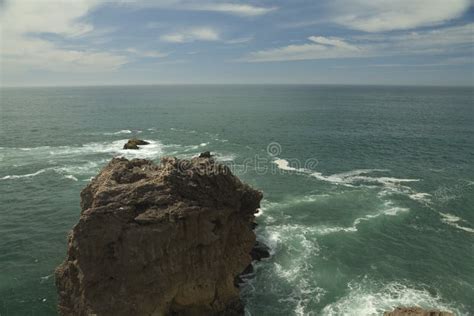 Nazare, Cliff and Lighthouse in Portugal Stock Photo - Image of coast ...