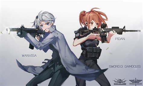 HD wallpaper: anime, anime girls, gun, weapon, two people, rifle ...