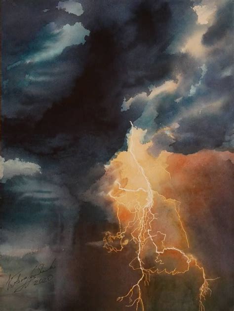 Lightning storm Painting by Victoria Lyashenko in 2022 | Storm art ...