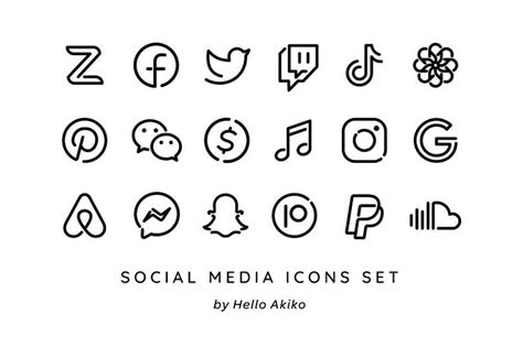 social media icons set by hello akiko