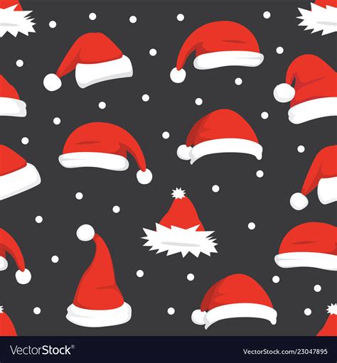 Santa hats background christmas seamless pattern Vector Image