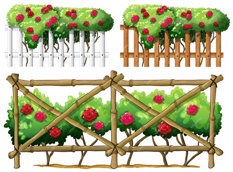 Premium Vector | Fence design with roses illustration