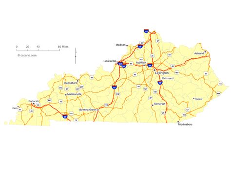 Kentucky's Roads - Kentucky's Interstates and Highways Map - CCCarto.com