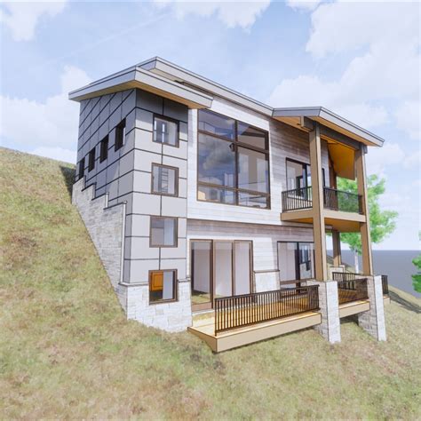 Mountain Modern Steep Slope | Sloping lot house plan, Slope house ...