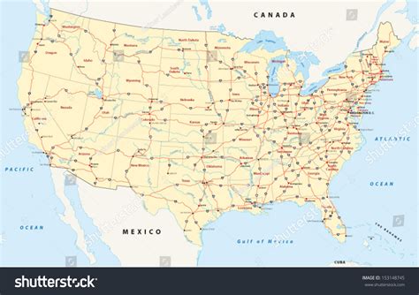 Us Interstate Highway Map Stock Vector (Royalty Free) 153148745 ...