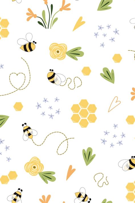 Honey Bee patterns collection. Cute bee seamless patterns. Sweet honey ...