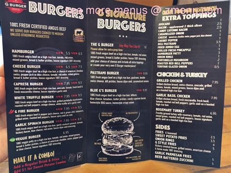 Online Menu of G Burger - Irvine Restaurant, Irvine, California, 92602 ...