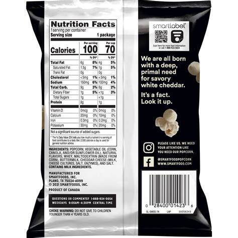 Smartfood White Cheddar Popcorn, 40 Ct (0.625 Oz. Bags)