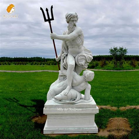 White Greek God Marble Poseidon Statue Garden Beach Decor for Sale MLMS ...