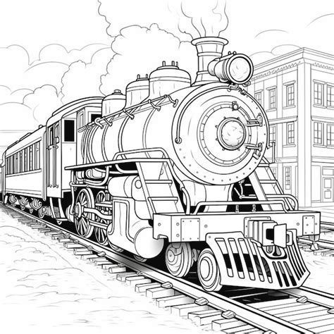 Premium Photo | Train drawing outline for coloring