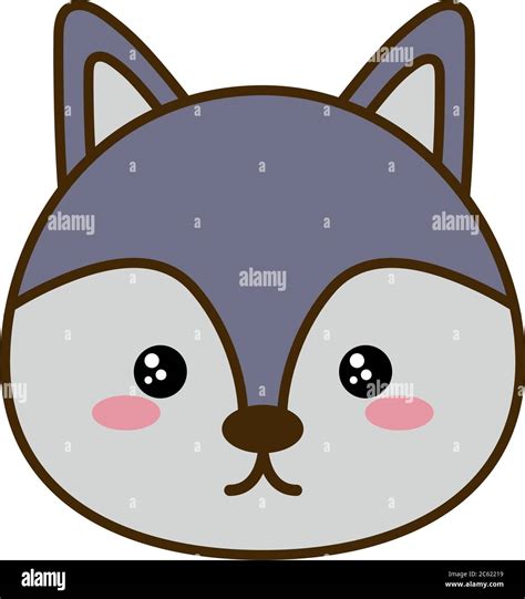 Cute wolf cartoon line and fill style icon design, Kawaii animal zoo ...