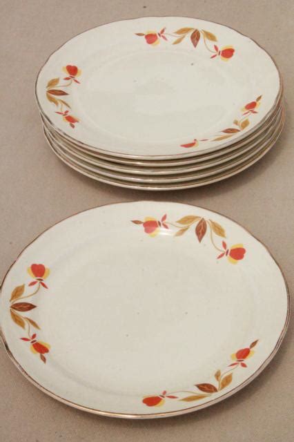 vintage Jewel Tea autumn leaf bread & butter plates, Hall china Jewel T ...