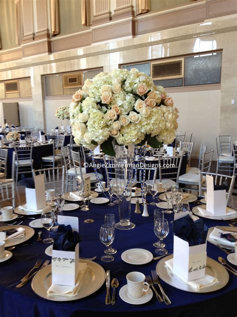 Navy Blue Ivory And Gold Wedding Centerpieces