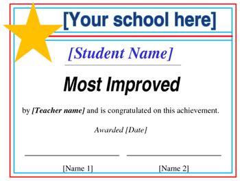 Most Improved Certificate EDITABLE by Prestwood's Papers | TPT