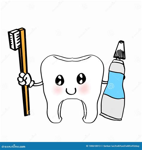 Coloring Tooth Character With Blank Banner Vector Illustration ...