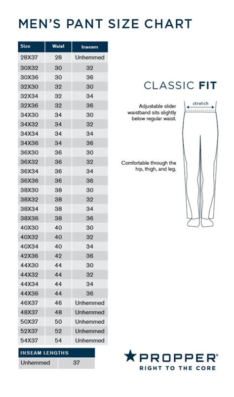 Propper Men’s Pant Size Chart | Uniform Tactical Supply