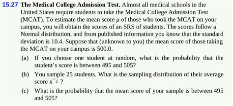 Solved 15.27 The Medical College Admission Test. Almost all | Chegg.com