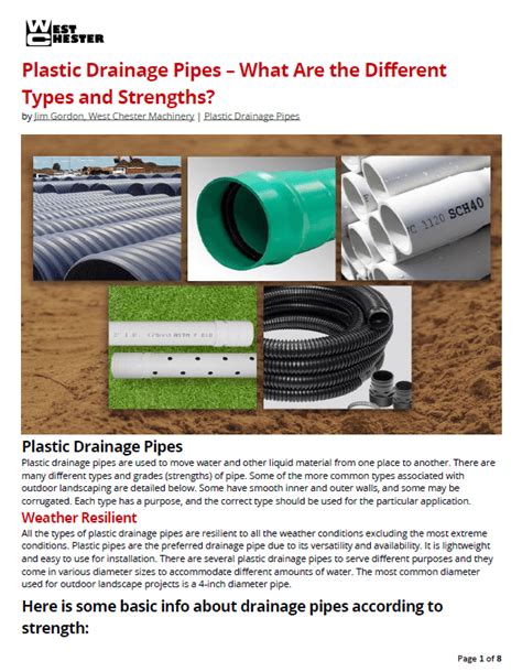 Plastic Drainage Pipes - What Are the Different Types and Strengths?