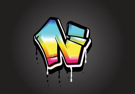 N letter 3D Graffiti Dripping alphabet font vector 7166058 Vector Art ...