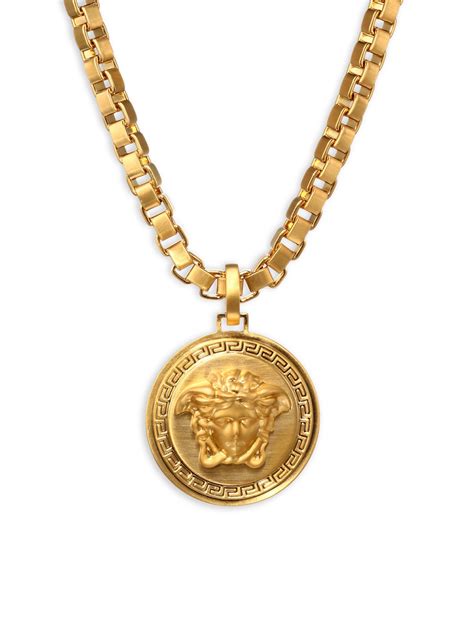 Lyst - Versace Chain Pendant Necklace in Metallic