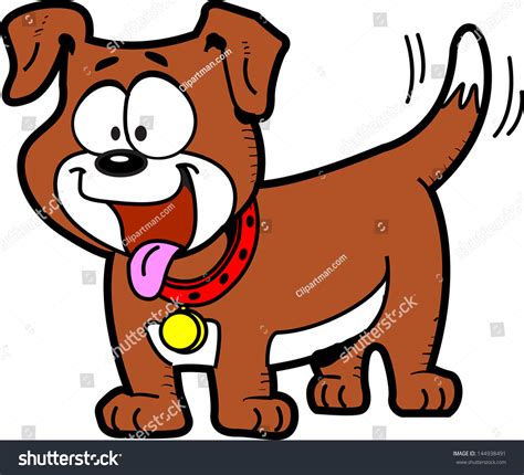 Happy Cartoon Dog Tongue Out Wagging Stock Vector 144938491 - Shutterstock