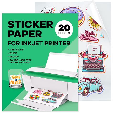 Buy Sticker Paper for Inkjet Printer - Glossy Sticker Paper (20 Sheets ...