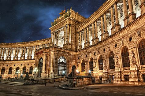 Photo Vienna Austria Imperial Palace Hofburg night time Street