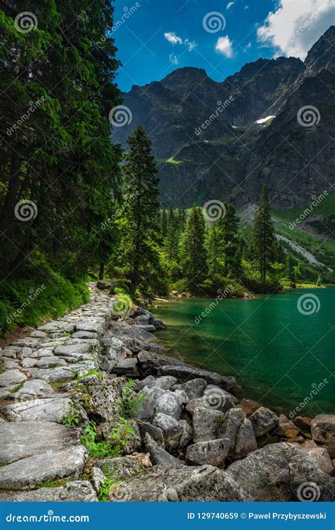 Rocky Path Leading Towards High Mountains. Stock Image - Image of ...