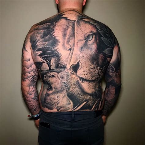 Mountain Lion Back Tattoo