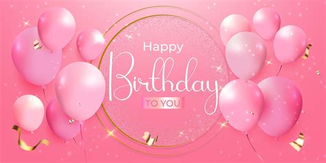 Happy birthday greeting card celebration with glossy balloons and ...