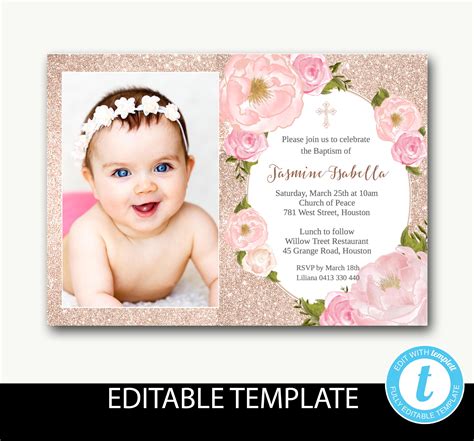 Christening Invitation Girl Baptism Invitation Girl Naming Australia ...