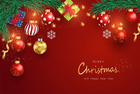 Merry Christmas and Happy New Year background design with lovely ...