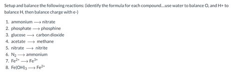 Solved Setup and balance the following reactions: (identify | Chegg.com