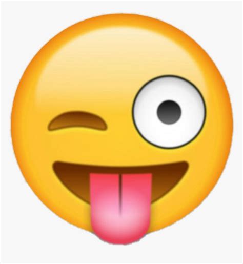 #crazy #face #cute #emoji ^^ - Tongue Out Emoji, HD Png Download - kindpng