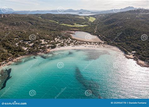 Full Aerial View Of Beaches In Cannigione, Arzachena, Costa Esmeralda ...