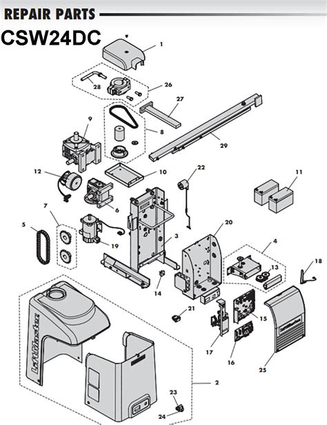 Liftmaster CSW24DC Swing Gate Operator Parts breakdown