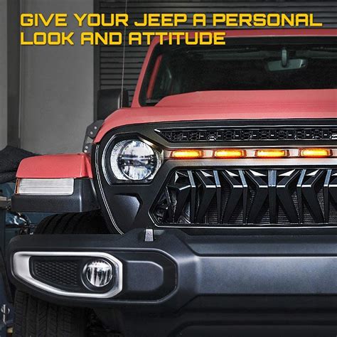 Front Grille w/ Amber LED Running Lights for 2018-2020 Jeep JL JT in ...