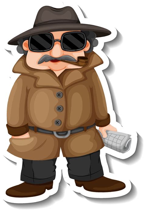 Sticker design with a detective boy cartoon character 3177758 Vector ...