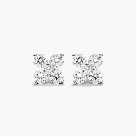 14K White Gold Blossom Lab-Grown Diamond Stud Earrings-81616w14l