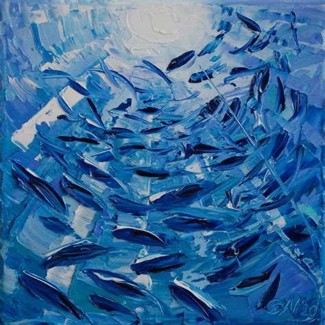 Blue Fish Original Painting by Olga Nikitina | Saatchi Art