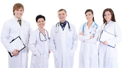 Free Photo | Group of five laughing successful doctors standing together