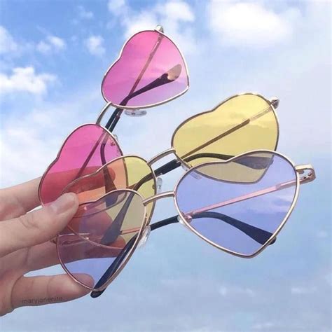 Vintage Heart Shape Gradient Glasses (With images) | Heart sunglasses ...