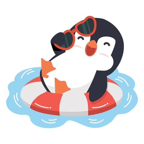 Cute Penguin swimming in rubber ring 5453143 Vector Art at Vecteezy