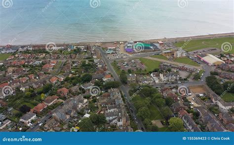 Aerial View of Hornsea Sea and Beach. Static Shot Looking at the New ...