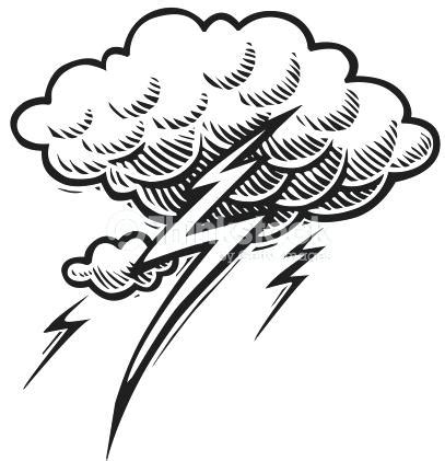 Lightning Cloud Drawing - Thunderstorm Cloud Hand Drawn Royalty Free ...